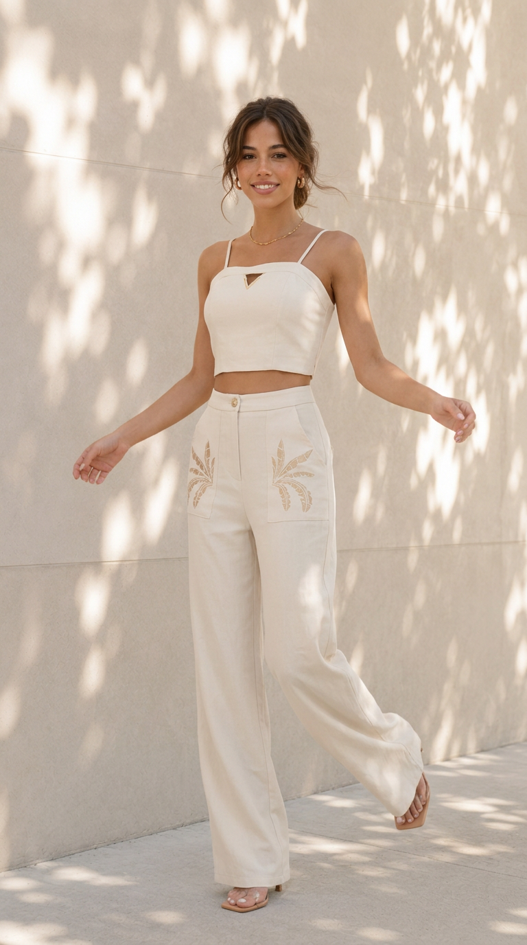 Amaris Embroidered Pants Set