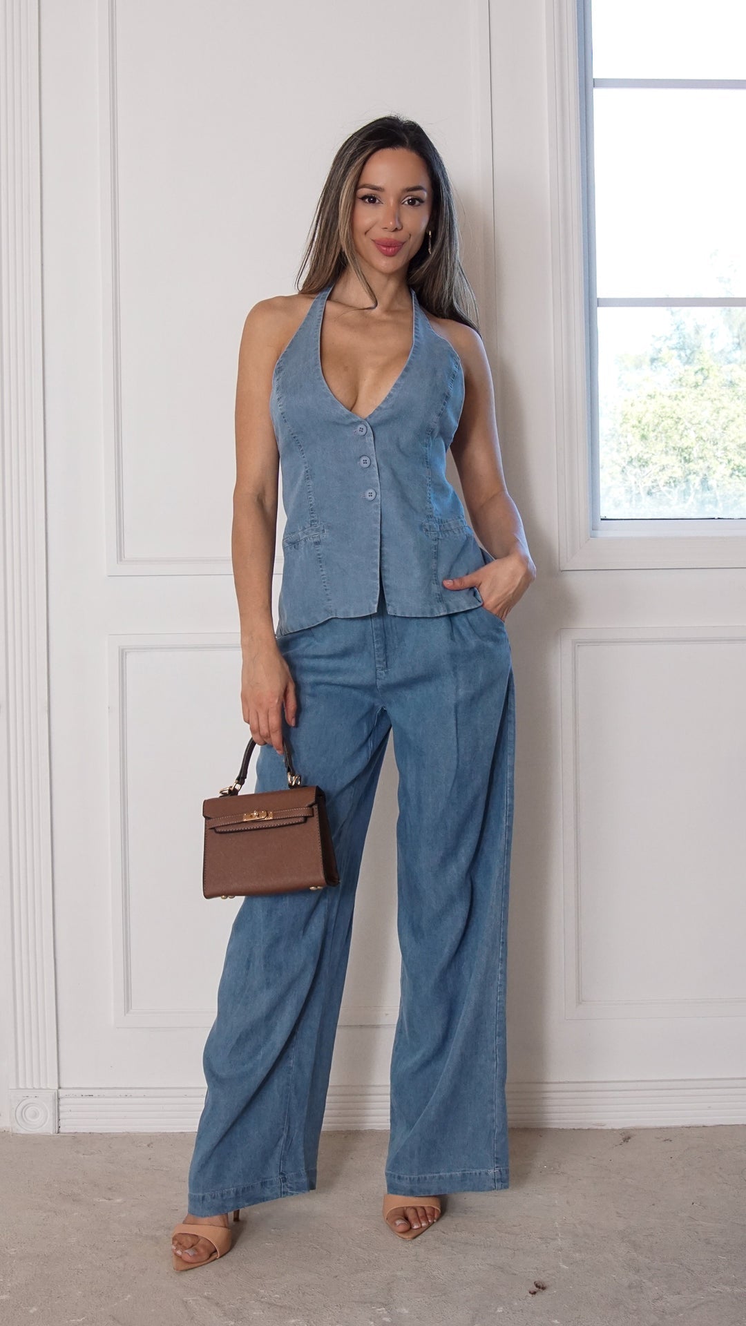 Arielle Denim Halter Vest
